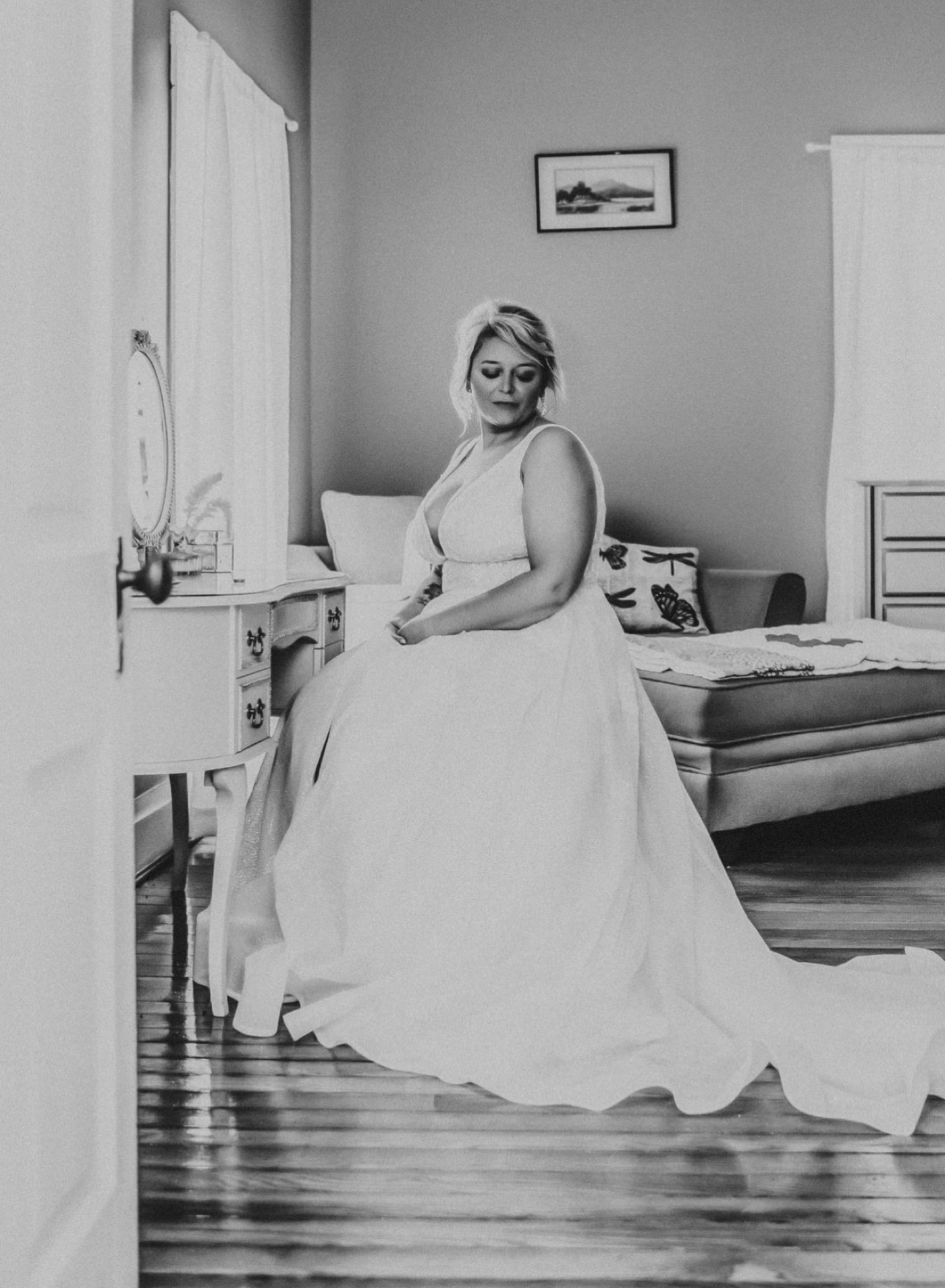 A glimpse of the Bridal Cottage interior — elegant vintage room